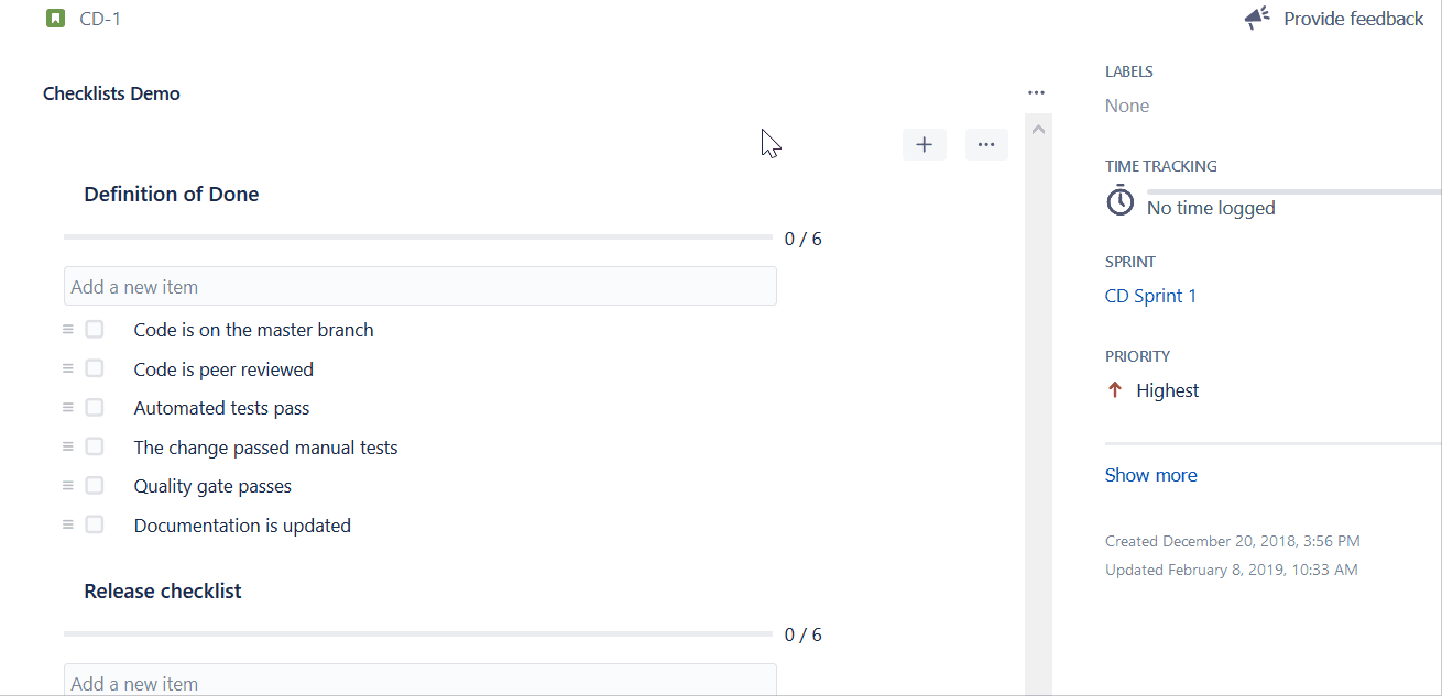 Multiple Checklists for Jira- Managing